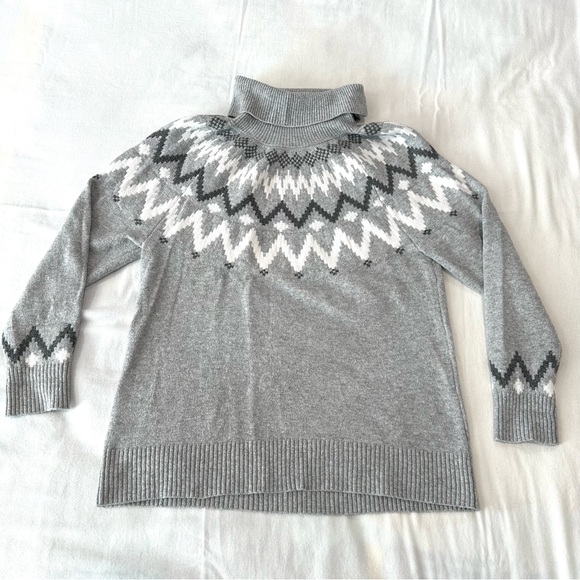 LOFT Sweaters - LOFT Fair-Isle Pattern Yoke Sweater Turtleneck Cozy Winter Cotton Blend Size L